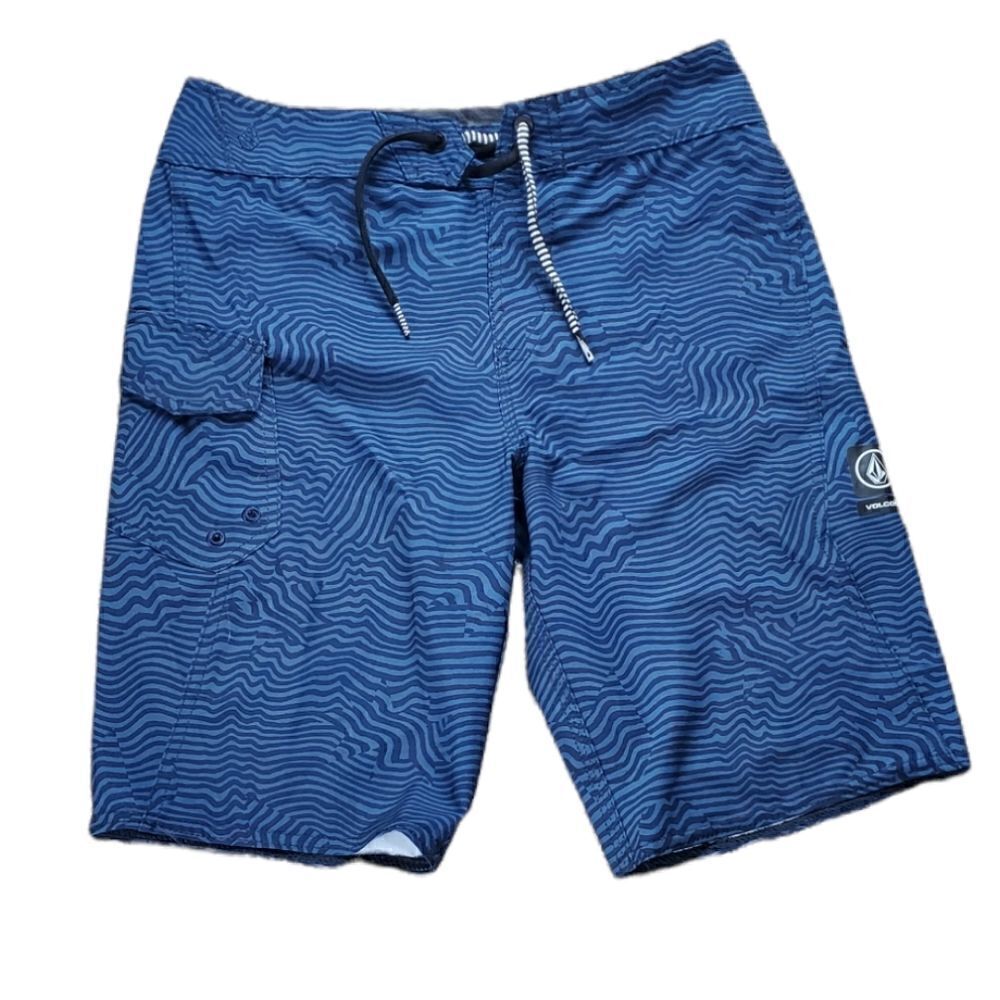 Volcom Blue & Black Swim Trunks